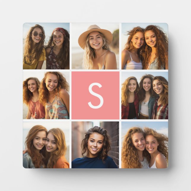 Create Your Own Instagram Collage Custom Monogram Plaque (Front)
