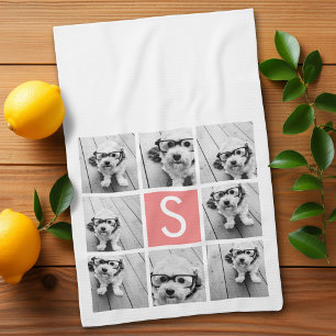 Create Your Own Instagram Collage Custom Monogram Tea Towel