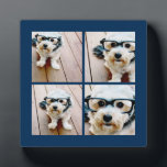 Create Your Own Instagram Collage Navy 4 Pictures Plaque<br><div class="desc">Use four square photos to create a unique and personal gift. Or you can keep the hipster puppy and make a trendy keepsake. If you need to adjust the pictures,  click on the customise tool to make changes.</div>