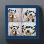 Create Your Own Instagram Collage Navy 4 Pictures Plaque<br><div class="desc">Use four square photos to create a unique and personal gift. Or you can keep the hipster puppy and make a trendy keepsake. If you need to adjust the pictures,  click on the customise tool to make changes.</div>