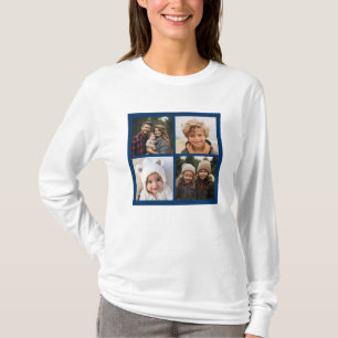 Create Your Own Instagram Collage Navy 4 Pictures T-Shirt