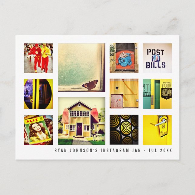 Create Your Own Instagram Square Photo Collage Postcard (Front)