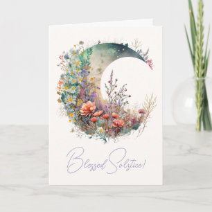 Create Your Own Iridescent Floral Crescent Moon Holiday Card