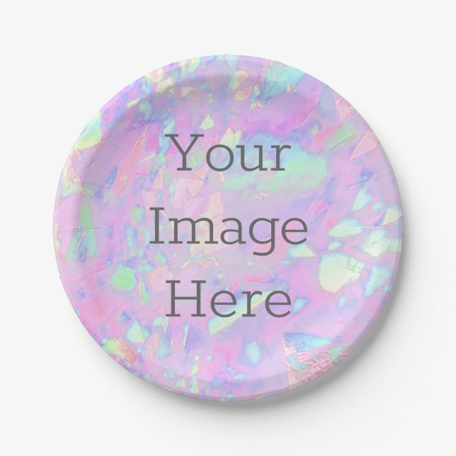 Create Your Own Iridescent Opal Faux Holographic Paper Plate (Front)