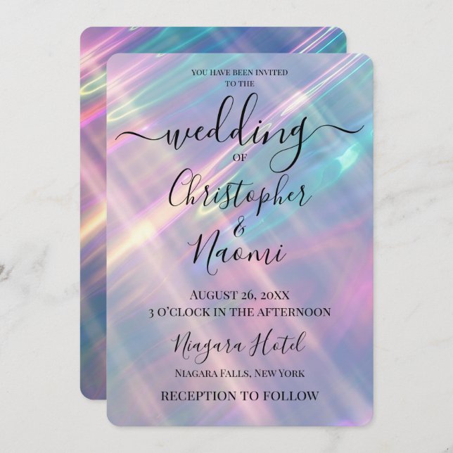 Create Your Own Iridescent Sunlit Water Wedding Invitation (Front/Back)