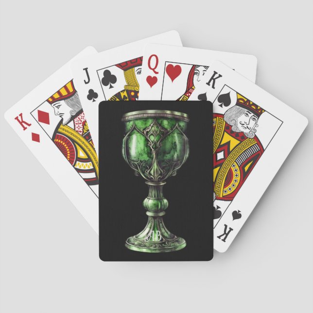Create Your Own Jade Green Chalice Playing Cards (Back)