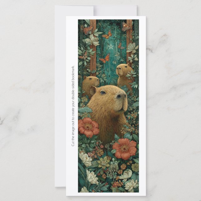 Create Your Own Jungle Capybaras Bookmark Card (Front)