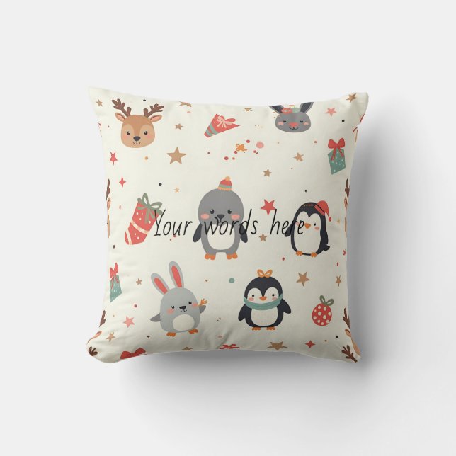 Create Your Own Kawaii Christmas Animals Cushion (Front)