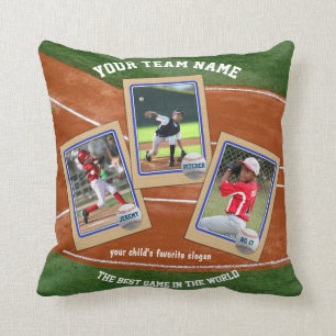 Create Your Own Kid's Baseball Card Sports Collage Cushion