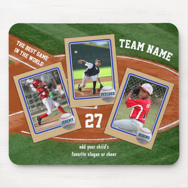 Create Your Own Kids Baseball Cards Sports Collage Mouse Mat (Front)