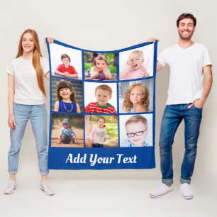 Create Your Own Kids Family Photos Collage Fleece Blanket