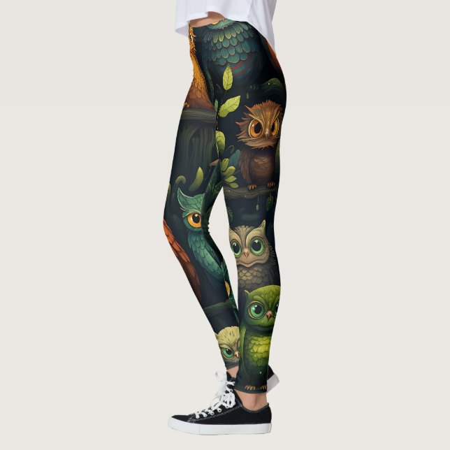 Create Your Own Kooky Owls Black Leggings (Left)