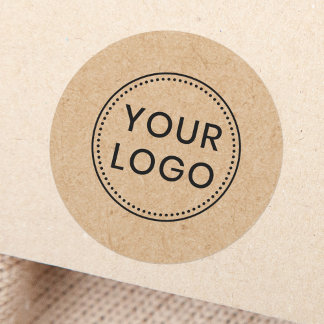 Create your own Kraft paper look custom logo text Classic Round Sticker