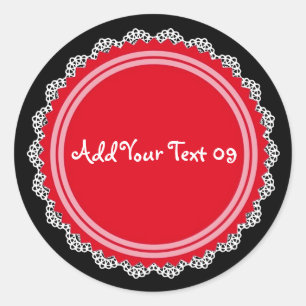 Create Your Own Lace Circle V09 RED Classic Round Sticker