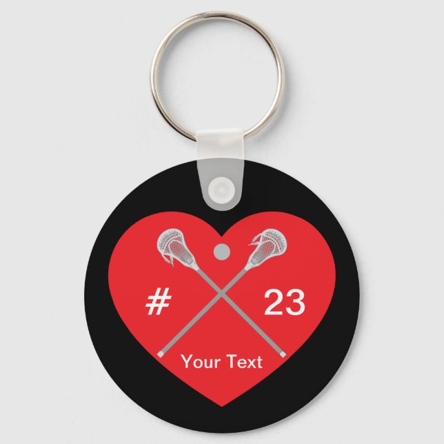 Create Your Own Lacrosse Sticks Name Number Key Ring (Front)