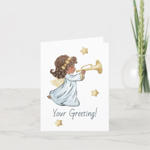 Create Your Own Latin Trumpeting Christmas Angel Holiday Card