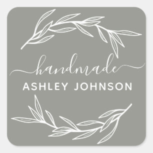 Create Your Own Laurel Leaves Square Sticker