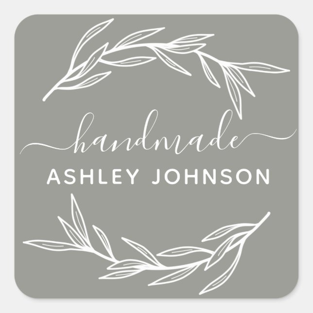 Create Your Own Laurel Leaves Square Sticker (Front)