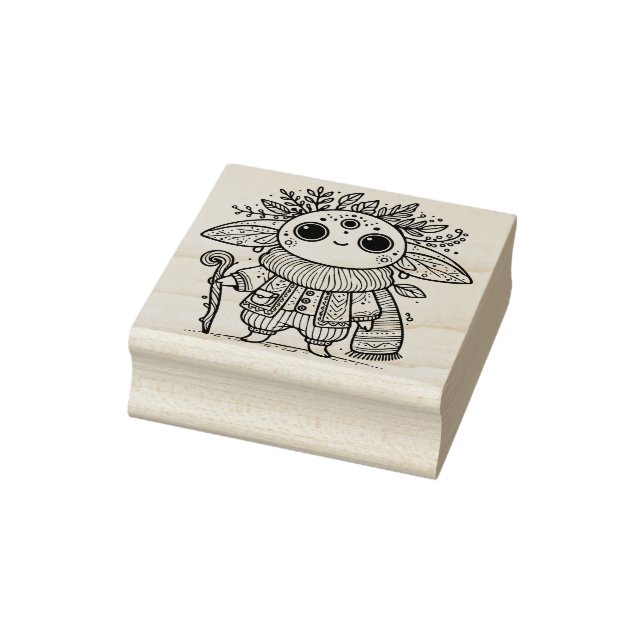 Create Your Own Laureled Fantasy Creature Shaman Rubber Stamp (Stamp)