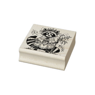 Create Your Own Laureled Racoon Traveller Rubber Stamp