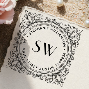 Create Your Own Leafy Monogram  Return Address Self-inking Stamp