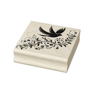 Create Your Own Leafy Vine Flowers Songbird Rubber Stamp