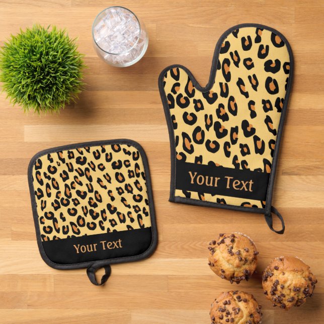 Create Your Own Leopard Skin Pattern Oven Mitt & Pot Holder Set (Top Down)