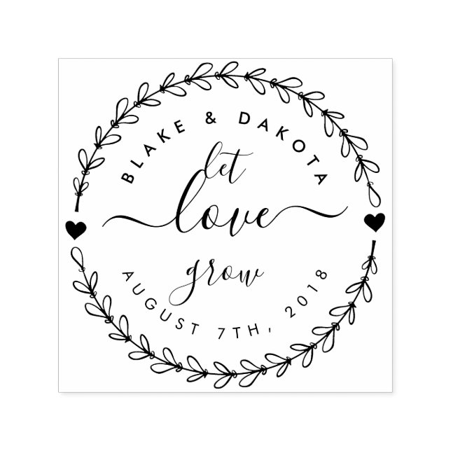 Create Your Own "Let Love Grow" Wedding Date Self-inking Stamp (Design)