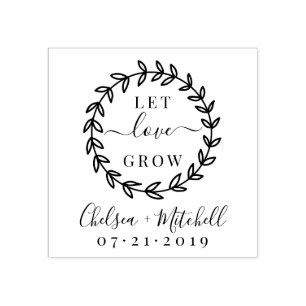 Create Your Own Let Love Grow Wedding Wreath Rubber Stamp
