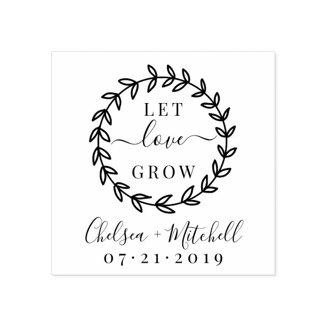 Create Your Own Let Love Grow Wedding Wreath Rubber Stamp (Imprint)