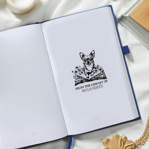 Create Your Own Library Chihuahua Bookplate  Rubber Stamp