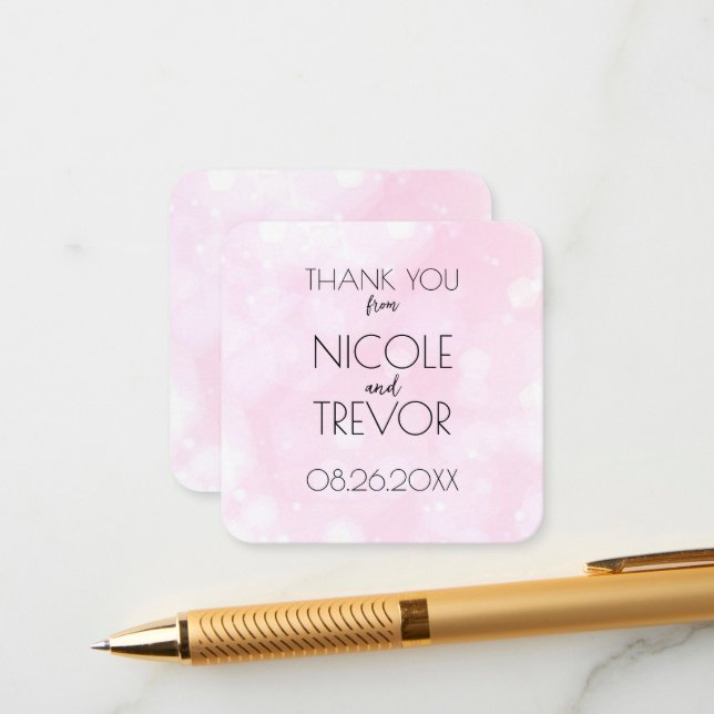 Create Your Own - Light Pink Bokeh Thank You Enclosure Card (Front/Back In Situ)