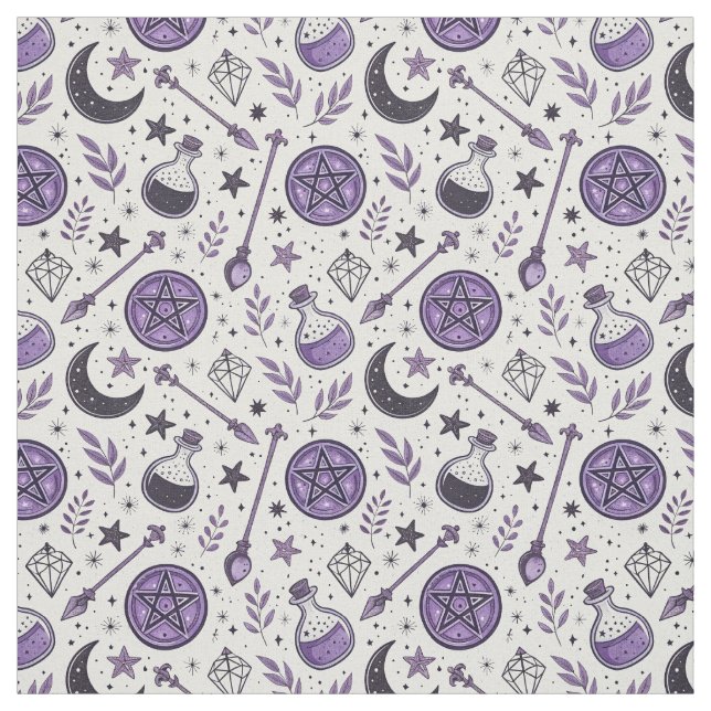 Create Your Own Lilac Crescent Moon Potion Magic Fabric (Swatch)