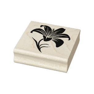 Create Your Own Lily Flower Blooming Blossom Rubber Stamp