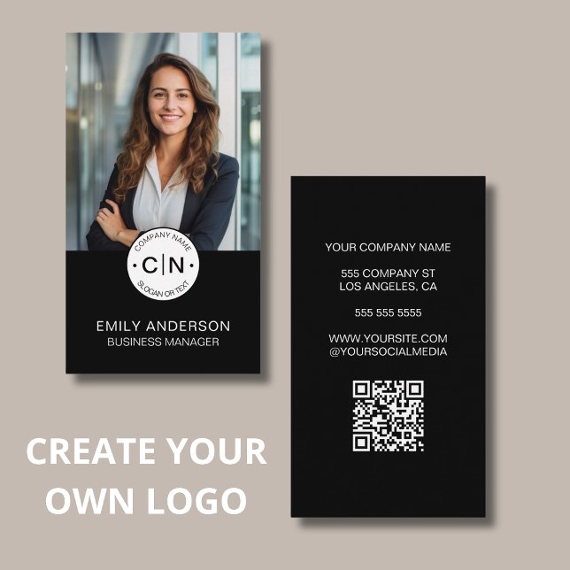 Create Your Own Logo Black Professional  Business Card (Create Your Own Logo Black Professional Business Card)