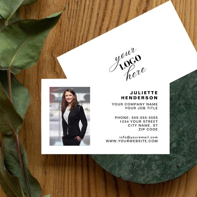 Create Your Own Logo Photo Classic Simple Business Card (Creator Uploaded)