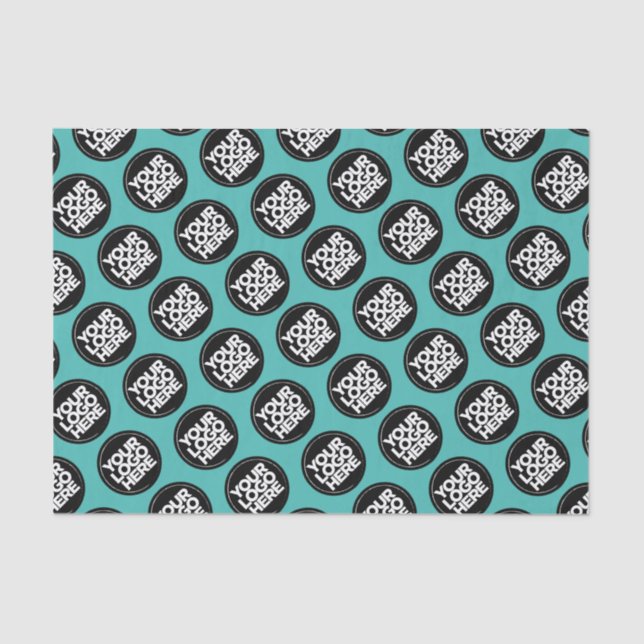 Create your own logo turquoise business pattern tissue paper (Front)