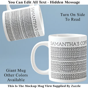 Create Your Own Long Hidden Message 148BW Novelty Large Coffee Mug