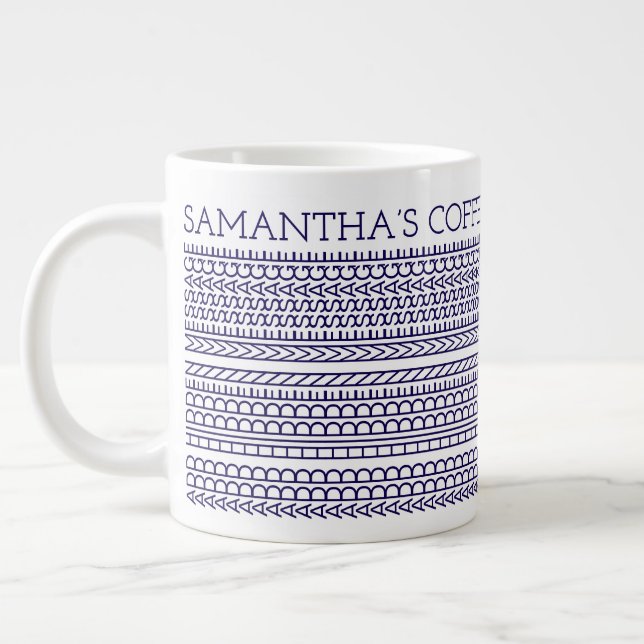 Create Your Own Long Hidden Message 148BW Novelty Large Coffee Mug (Left)