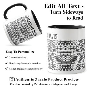 Create Your Own Long Hidden Message & Name Black Mug