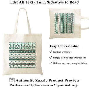 Create Your Own Long Hidden Message & Name D Green Tote Bag