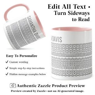 Create Your Own Long Hidden Message & Name Grey Mug