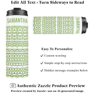Create Your Own Long Hidden Message & Name L Green Thermal Tumbler
