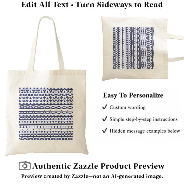 Create Your Own Long Hidden Message & Name Navy Tote Bag (Creator Uploaded)