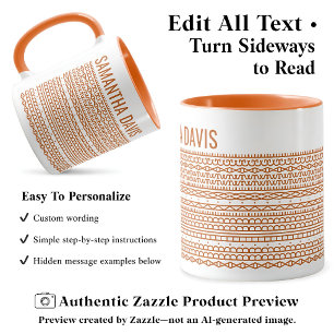 Create Your Own Long Hidden Message & Name Orange Mug