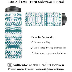 Create Your Own Long Hidden Message & Name Teal Thermal Tumbler