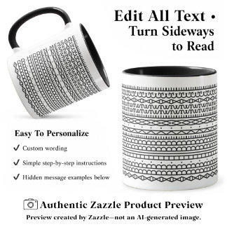 Create Your Own Long Hidden Message, Text, Black Mug