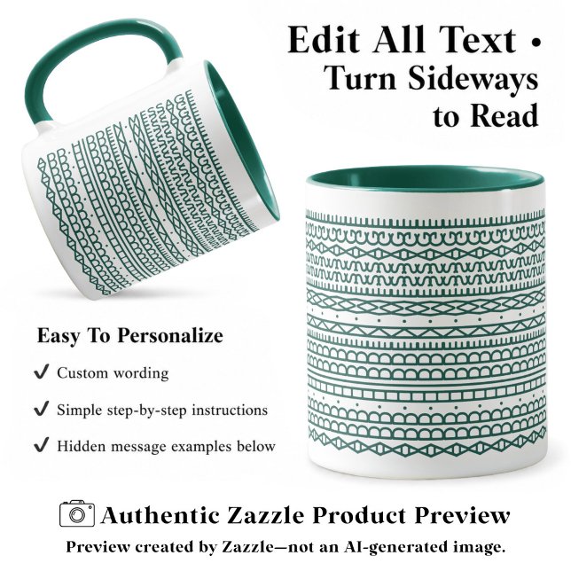Create Your Own Long Hidden Message, Text, D Green Mug (Creator Uploaded)