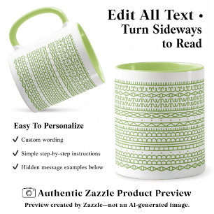 Create Your Own Long Hidden Message, Text, L Green Mug