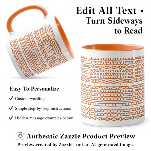Create Your Own Long Hidden Message, Text, Orange Mug (Creator Uploaded)